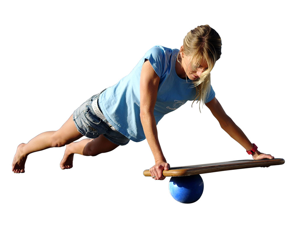 Balance Board to Learn How To Snowboard and for Core Strength Exercises.  Off Season Snow and Ski Training Exercises to Stay in Shape. Functional  Training for beginner and professional athletes.