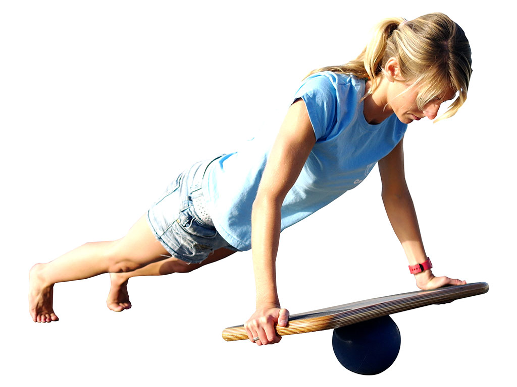 Balance Board to Learn How To Snowboard and for Core Strength Exercises.  Off Season Snow and Ski Training Exercises to Stay in Shape. Functional  Training for beginner and professional athletes.