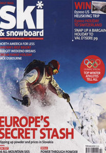 Cover shot of the Daily Mail Ski and Snowboard magazine including their press review CoolBoard wobble board