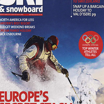 Cover shot of the Daily Mail Ski and Snowboard magazine including their press review CoolBoard wobble board