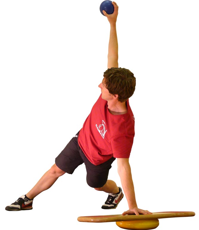 Man doing a Windmill Core Exercise on his CoolBoard for Core Strength