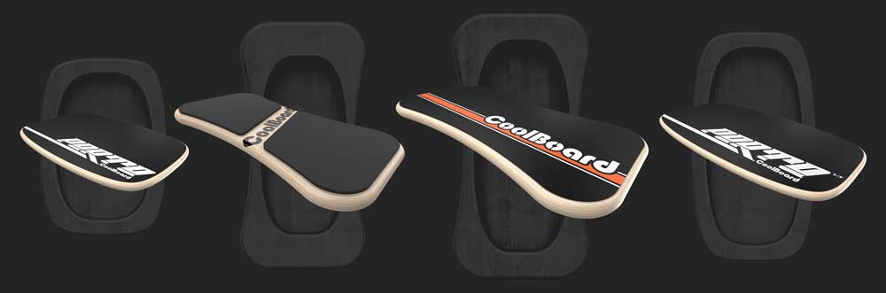 Showing the CoolBoard range of balance boards