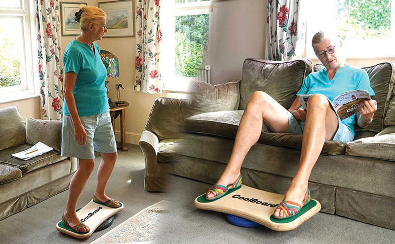 CoolBoard adjustable wobble board used sitting for mobility and standing for balance training