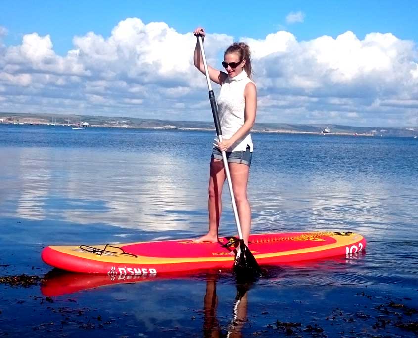 image of image of lady balancing on stand up paddle board SUP