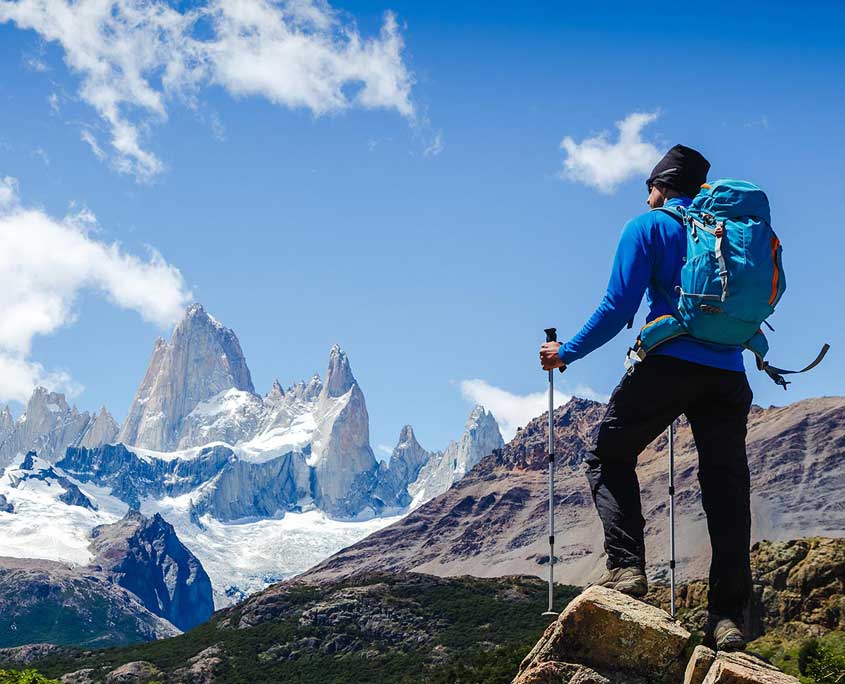 image of hiker in mountains