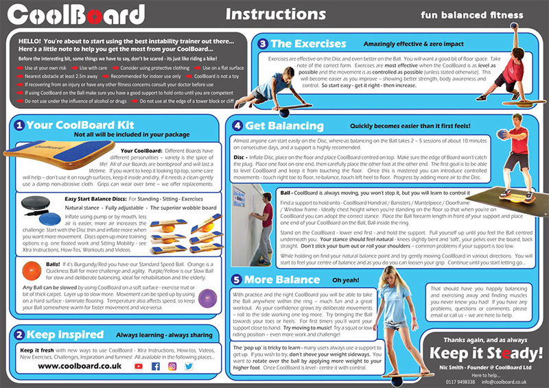 instruction sheet for coolboard balance board