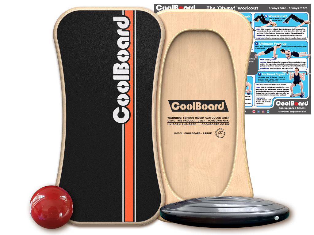 Large CoolBoard balance board with Ball and Disc