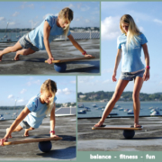 CoolBoard-InfoGraphic04-Tee-On-Ball-x3-1024x768 Images showing an athletic surfer using her CoolBoard balance board in various ways, including balancing and doing exercises